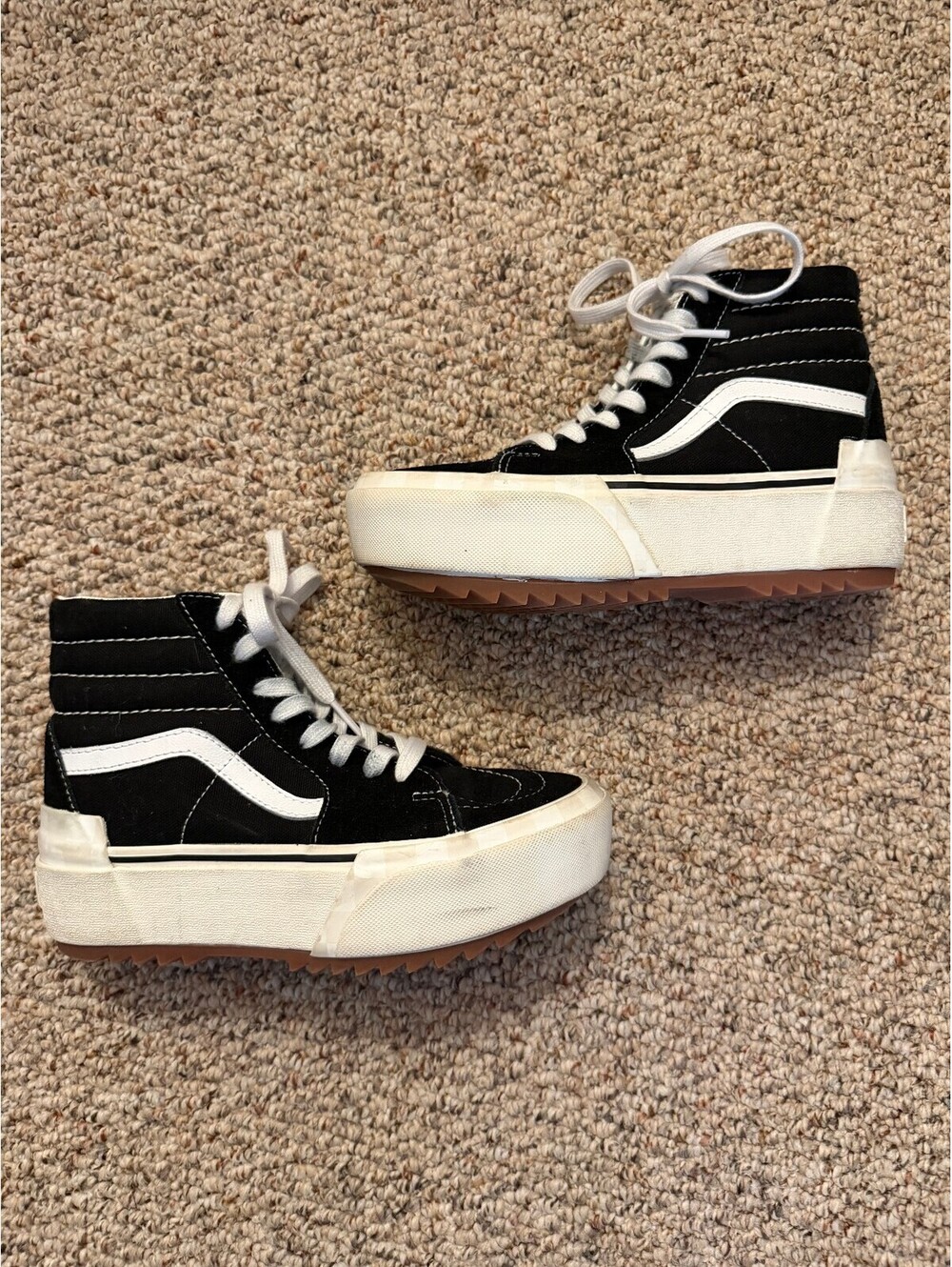 Vans kids high top platform old school black/white shoes